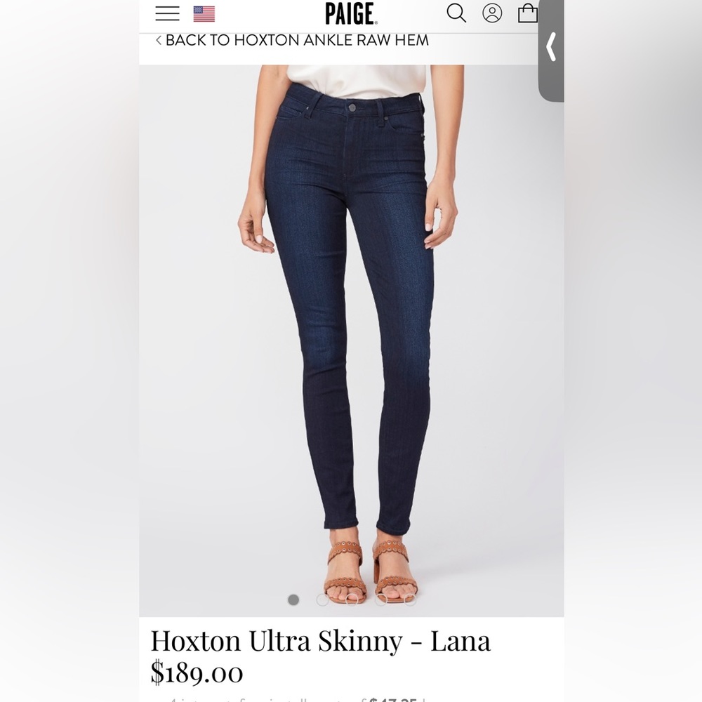 Huxton ultra skinny. Paige, skinny jeans. Size 32.